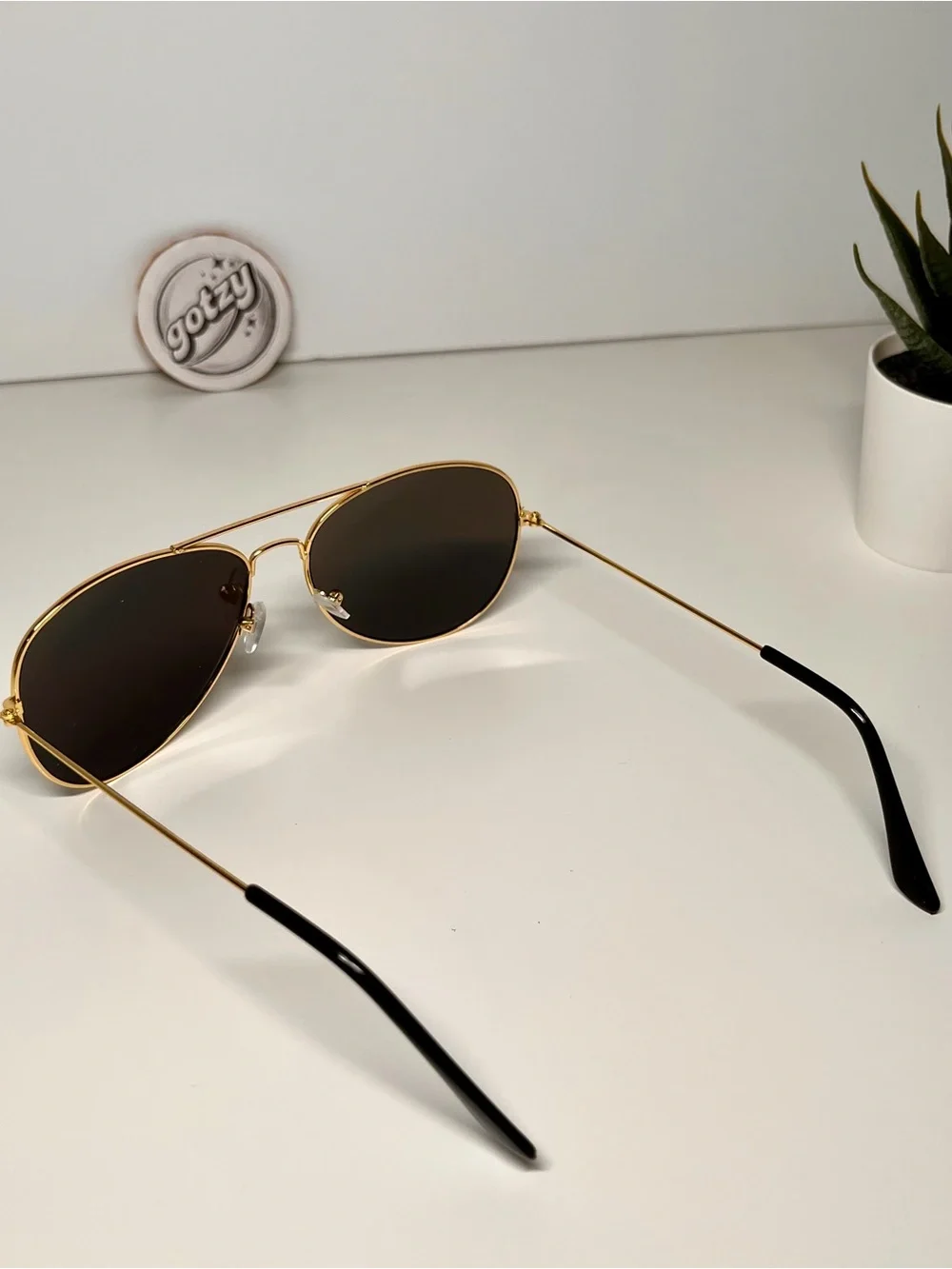 Gold Frame Green Lens Aviator Sunglasses - Men